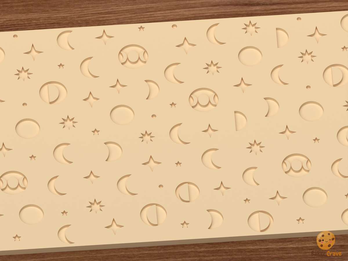 Celestial Moon Phases Textured Roller STL File - 02 close detail deboss