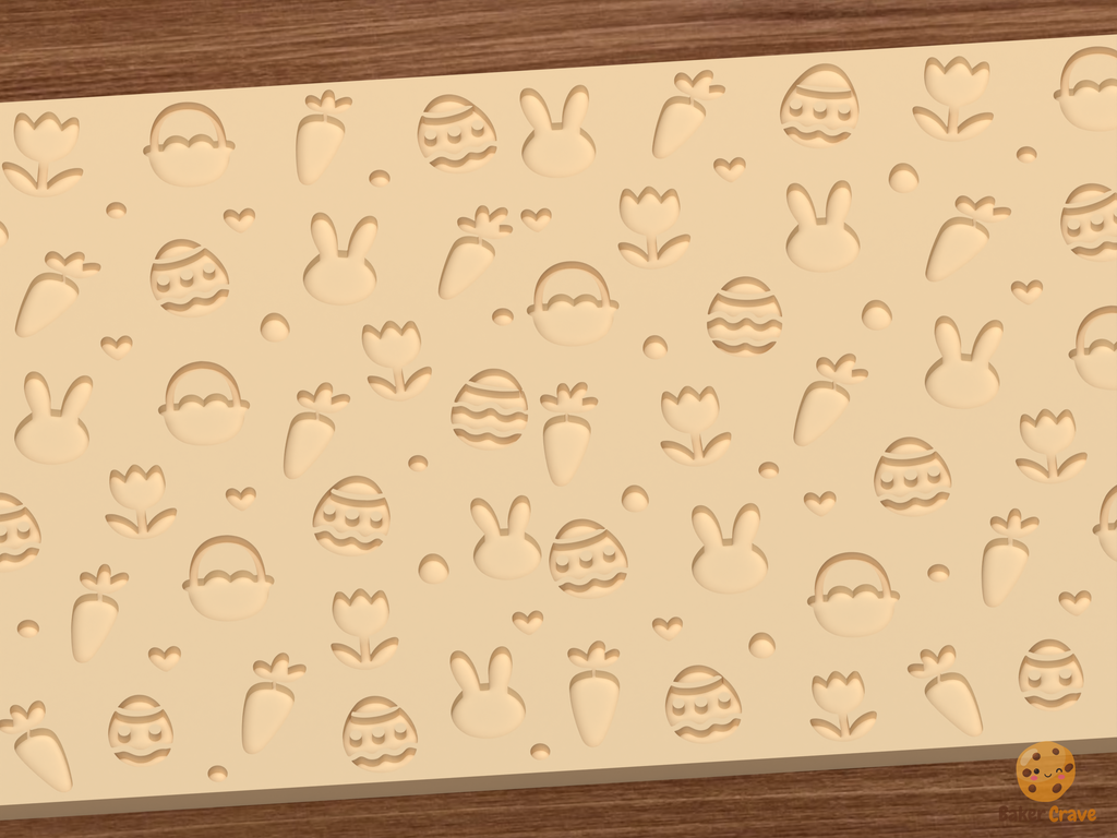 Easter Bunny Garden Textured Roller STL File - 02 close detail deboss