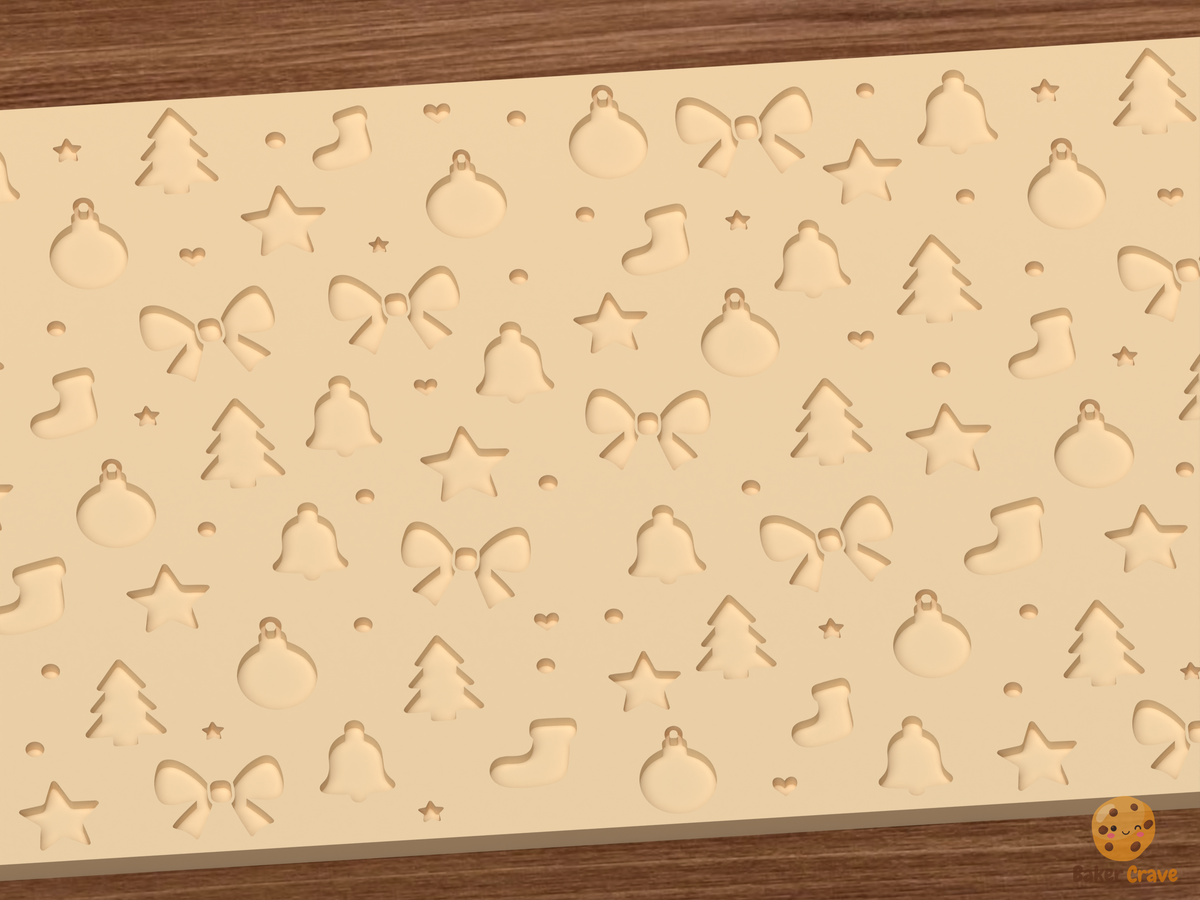 Christmas Ornaments Textured Roller STL File - 02 close detail deboss