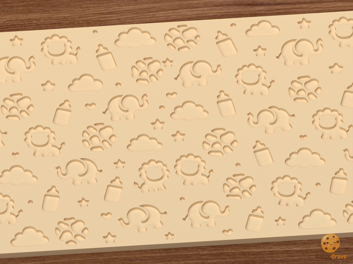 Safari Baby Shower Textured Roller STL File - 02 close detail deboss