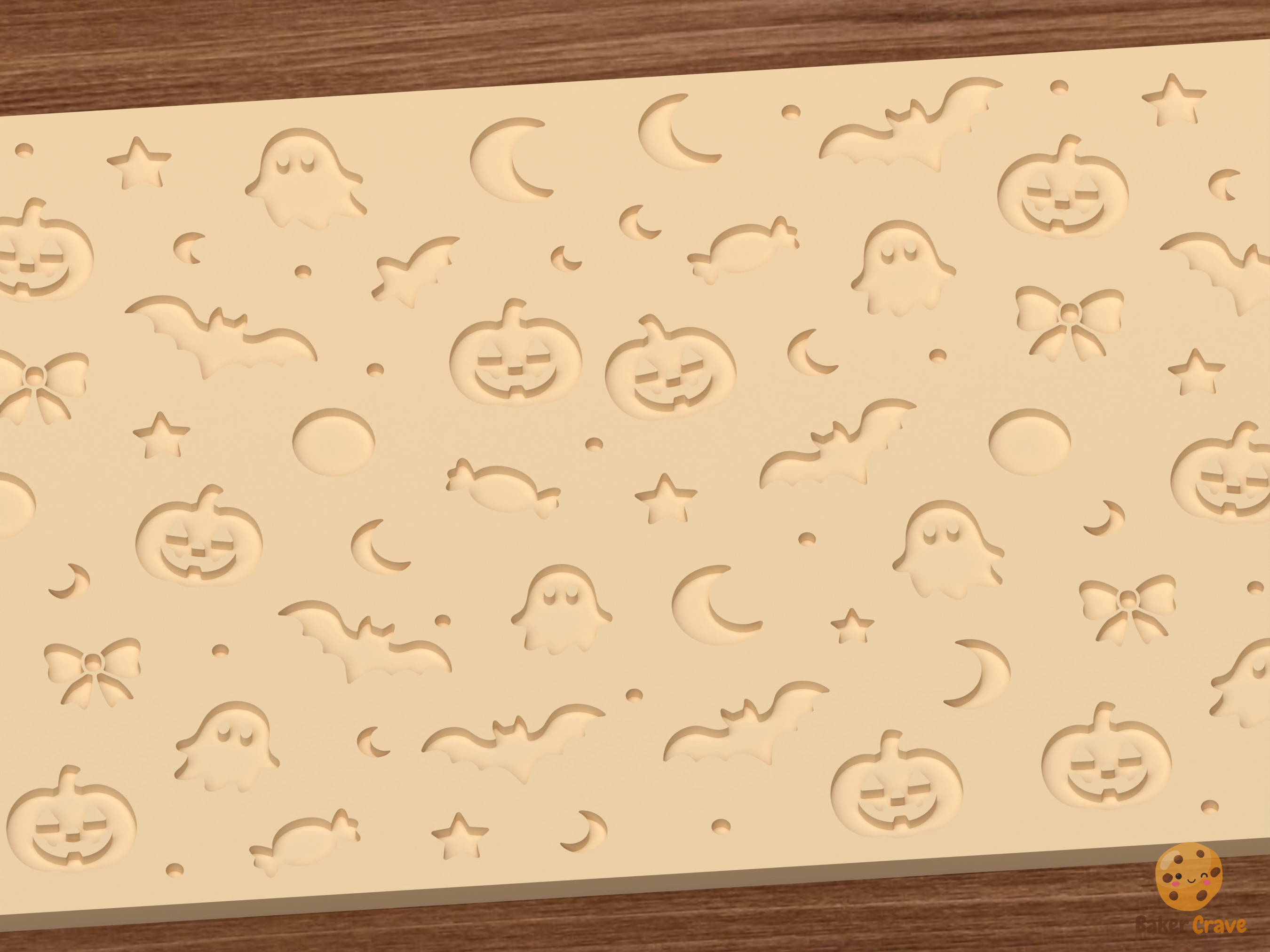 Halloween Spooky Icons Textured Roller STL File - 02 close detail deboss