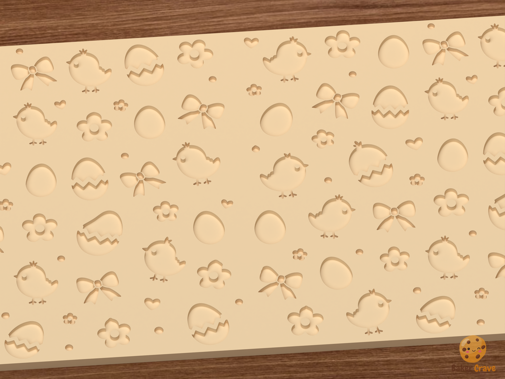 Easter Chick Textured Roller STL File - 02 close detail deboss