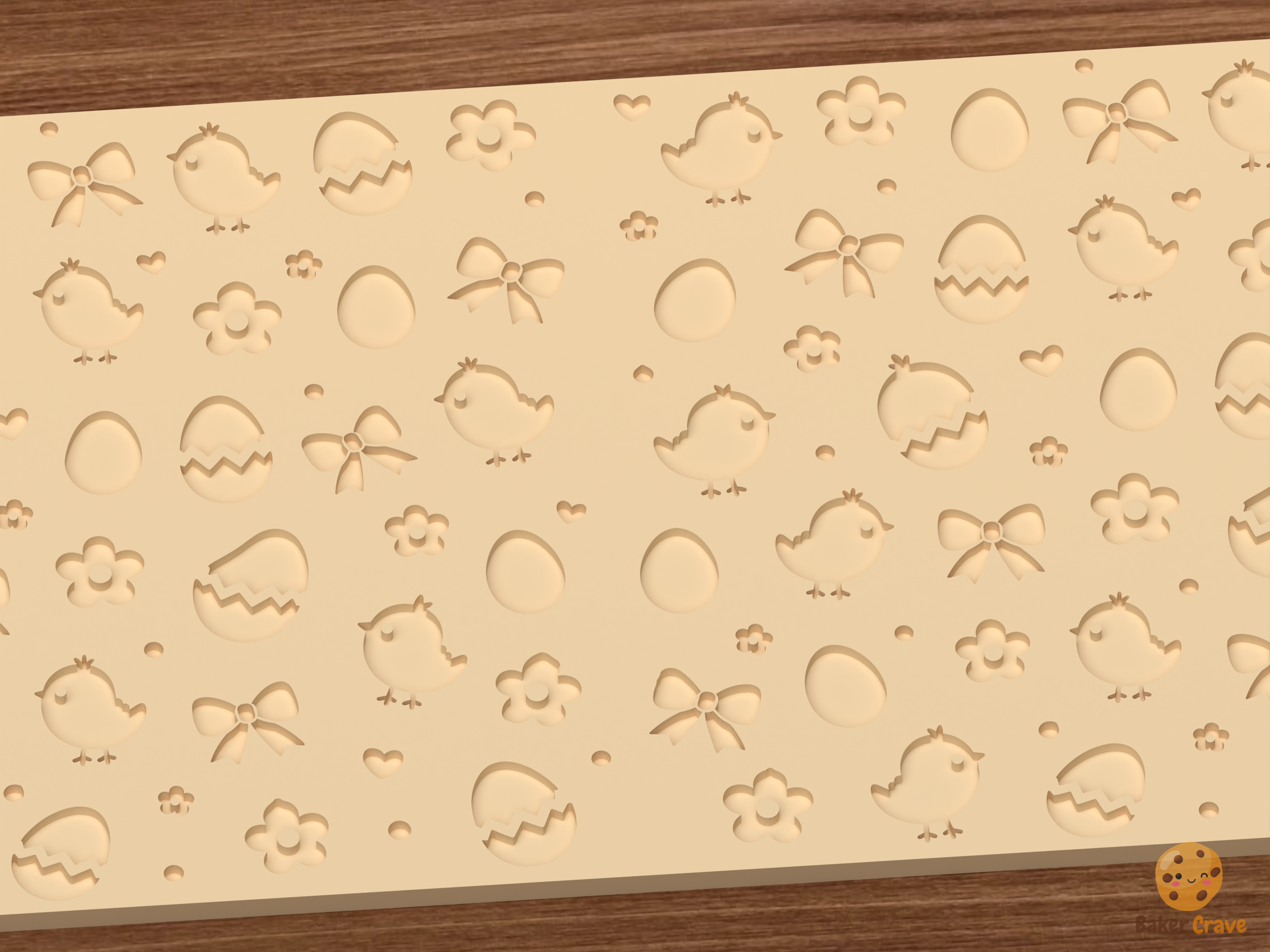 Easter Chick Textured Roller STL File - 02 close detail deboss