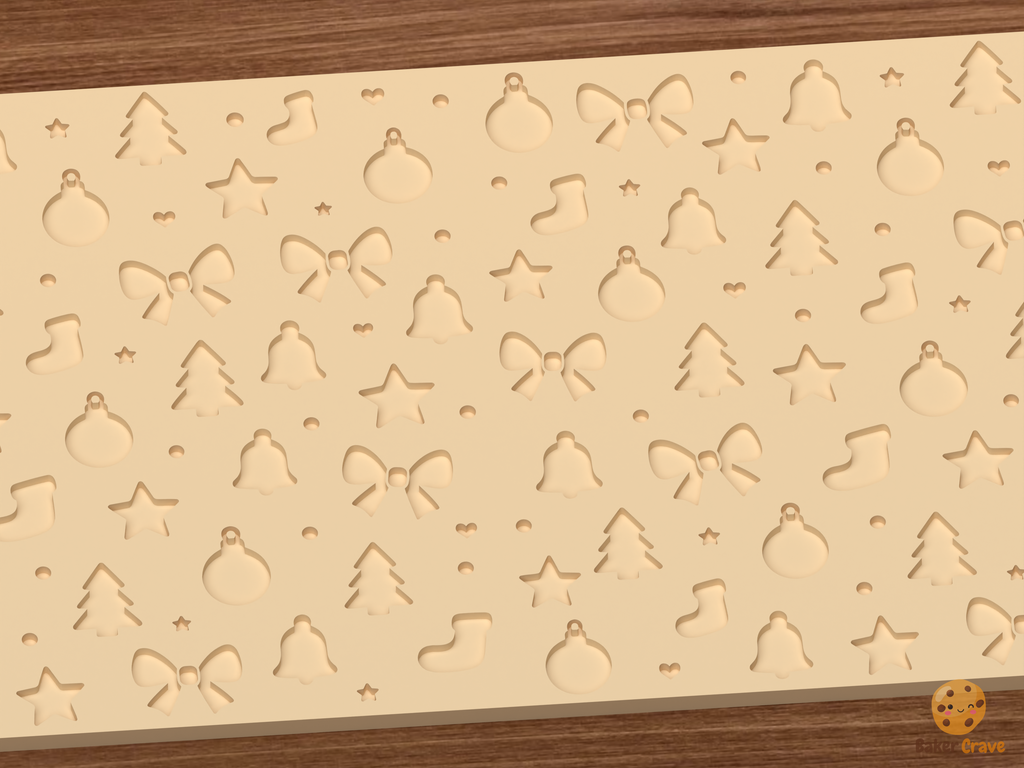 Christmas Ornaments Textured Roller STL File - 02 close detail deboss