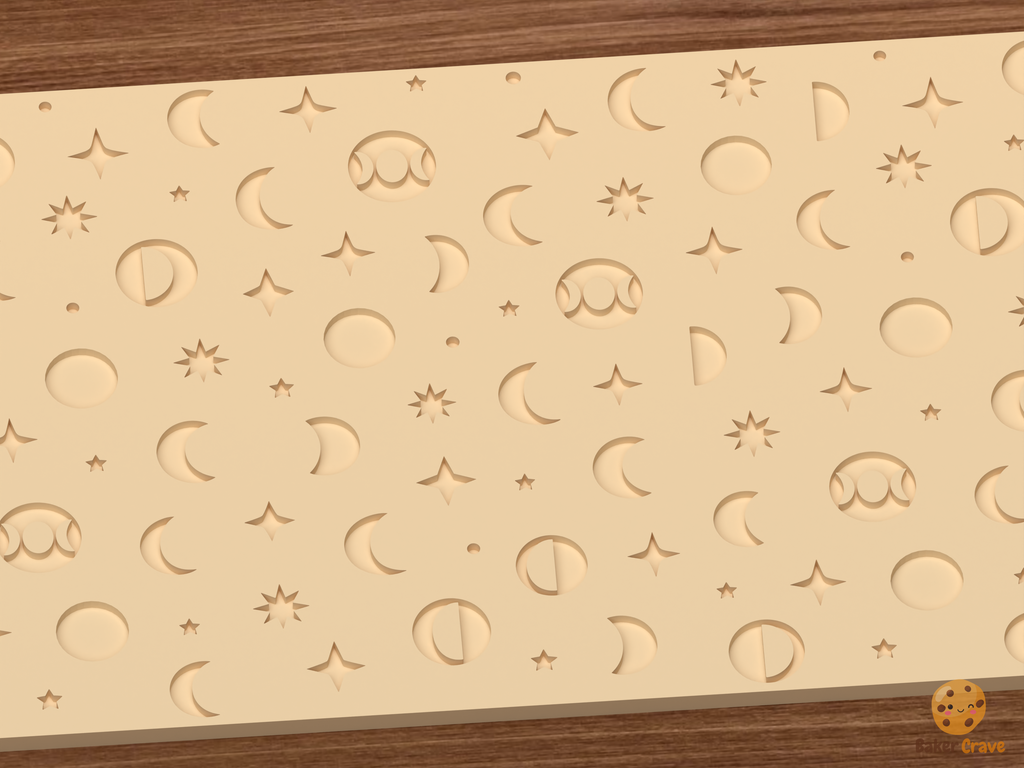 Celestial Moon Phases Textured Roller STL File - 02 close detail deboss