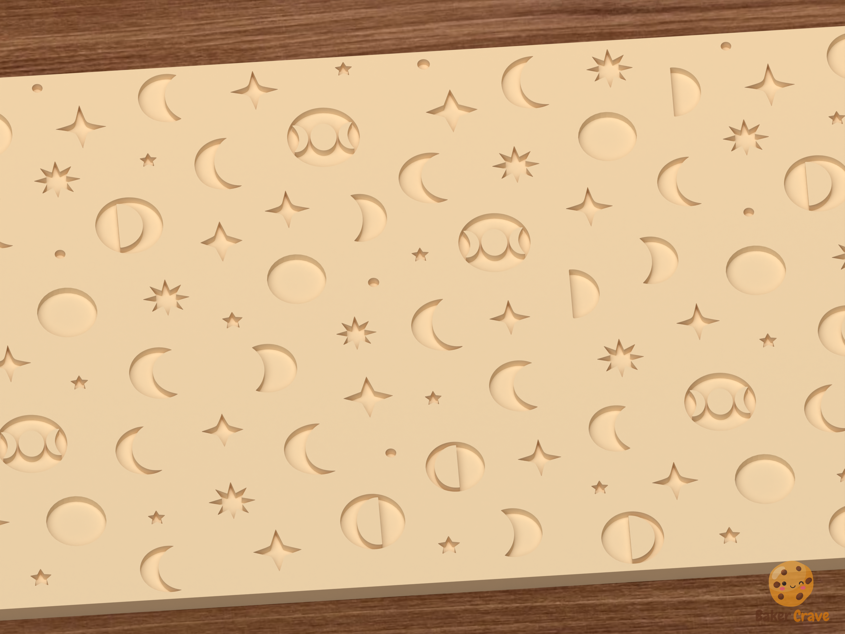 Celestial Moon Phases Textured Roller STL File - 02 close detail deboss
