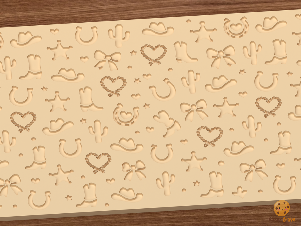 Western Cowboy Textured Roller STL File - 02 close detail deboss