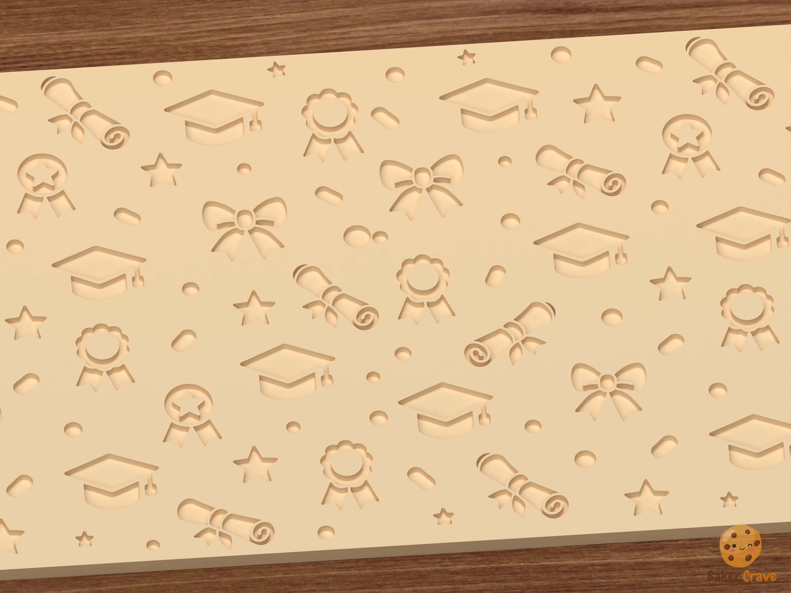 Graduation Celebration Textured Roller STL File - 02 close detail deboss