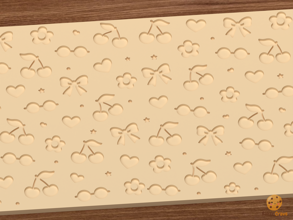 Cute Cherry Bow Textured Roller STL File - 02 close detail deboss