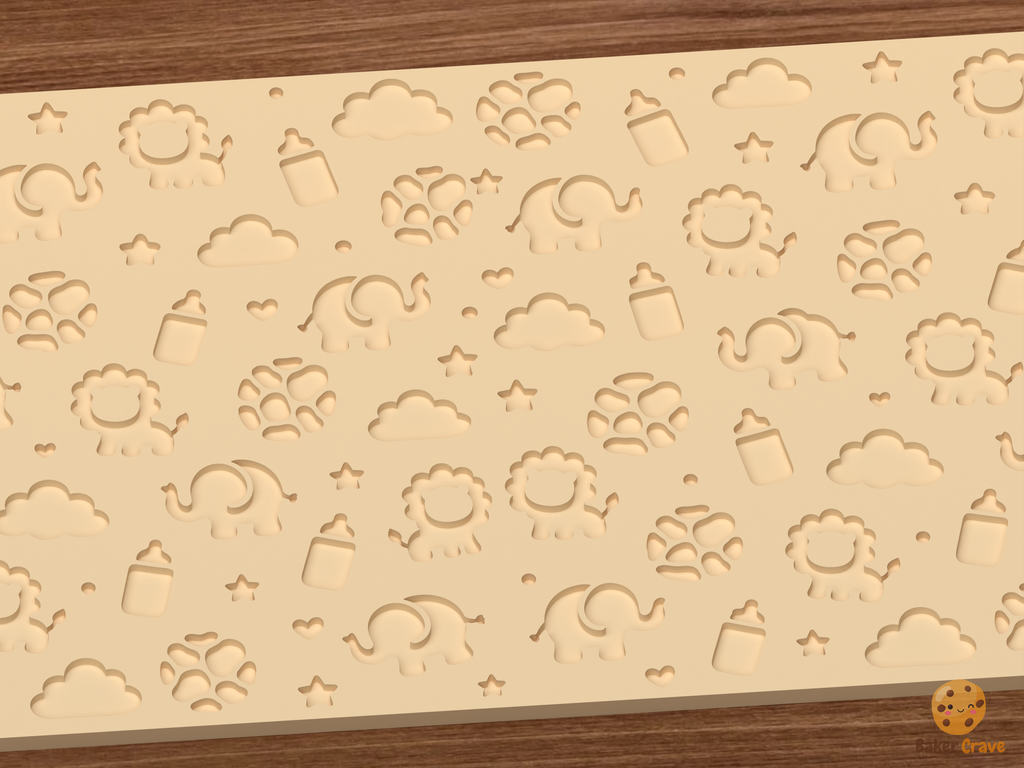 Safari Baby Shower Textured Roller STL File - 02 close detail deboss