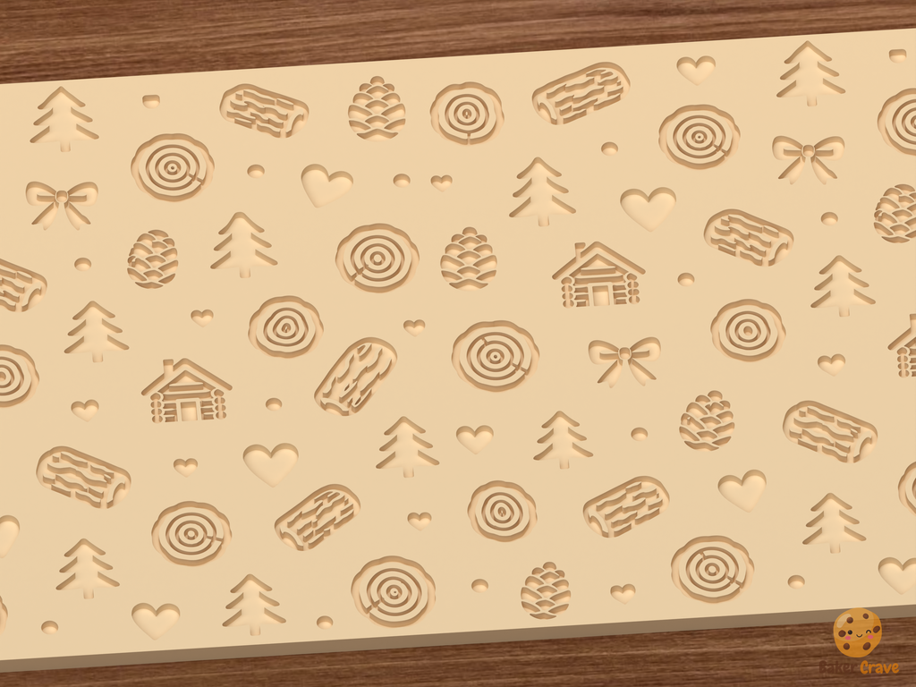 Rustic Woodland Cabin Textured Roller STL File - 02 close detail deboss