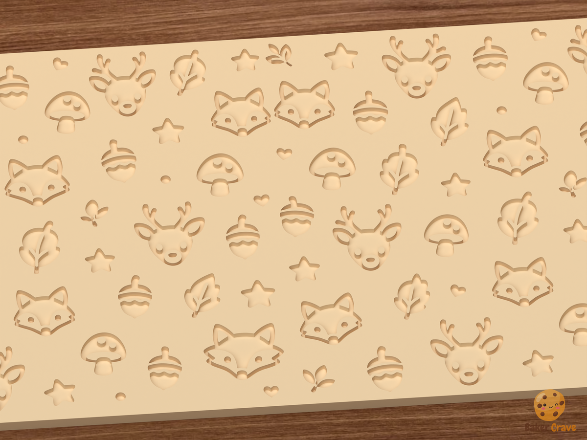Woodland Forest Animals Textured Roller STL File - 02 close detail deboss