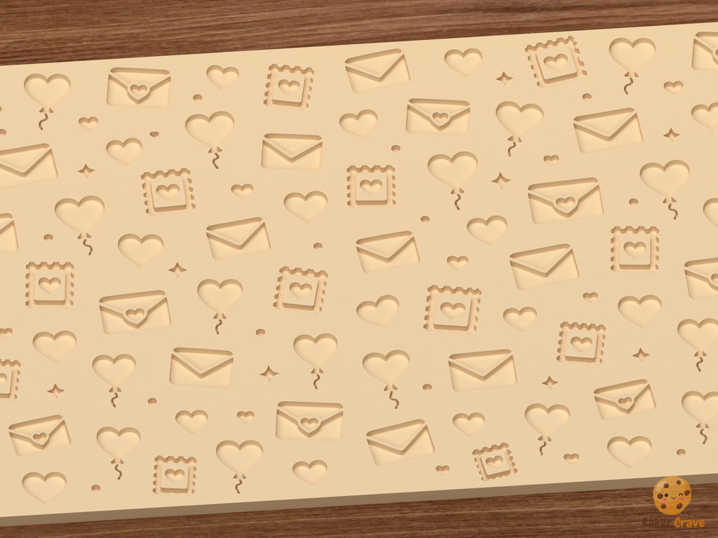 Valentine Love Letters Textured Roller STL File - 02 close detail deboss