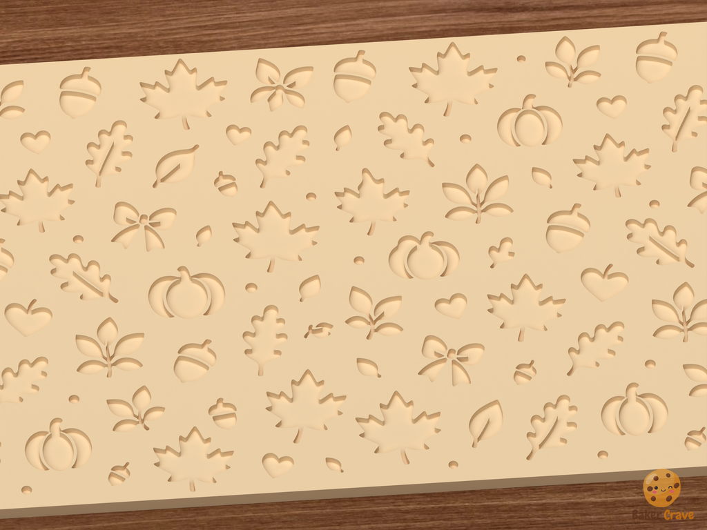 Autumn Harvest Textured Roller STL File - 02 close detail deboss