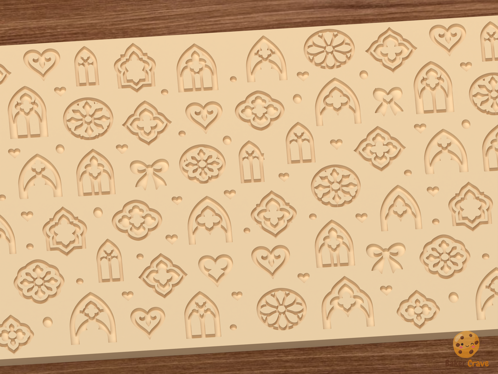 Gothic Cathedral Romance Textured Roller STL File - 02 close detail deboss