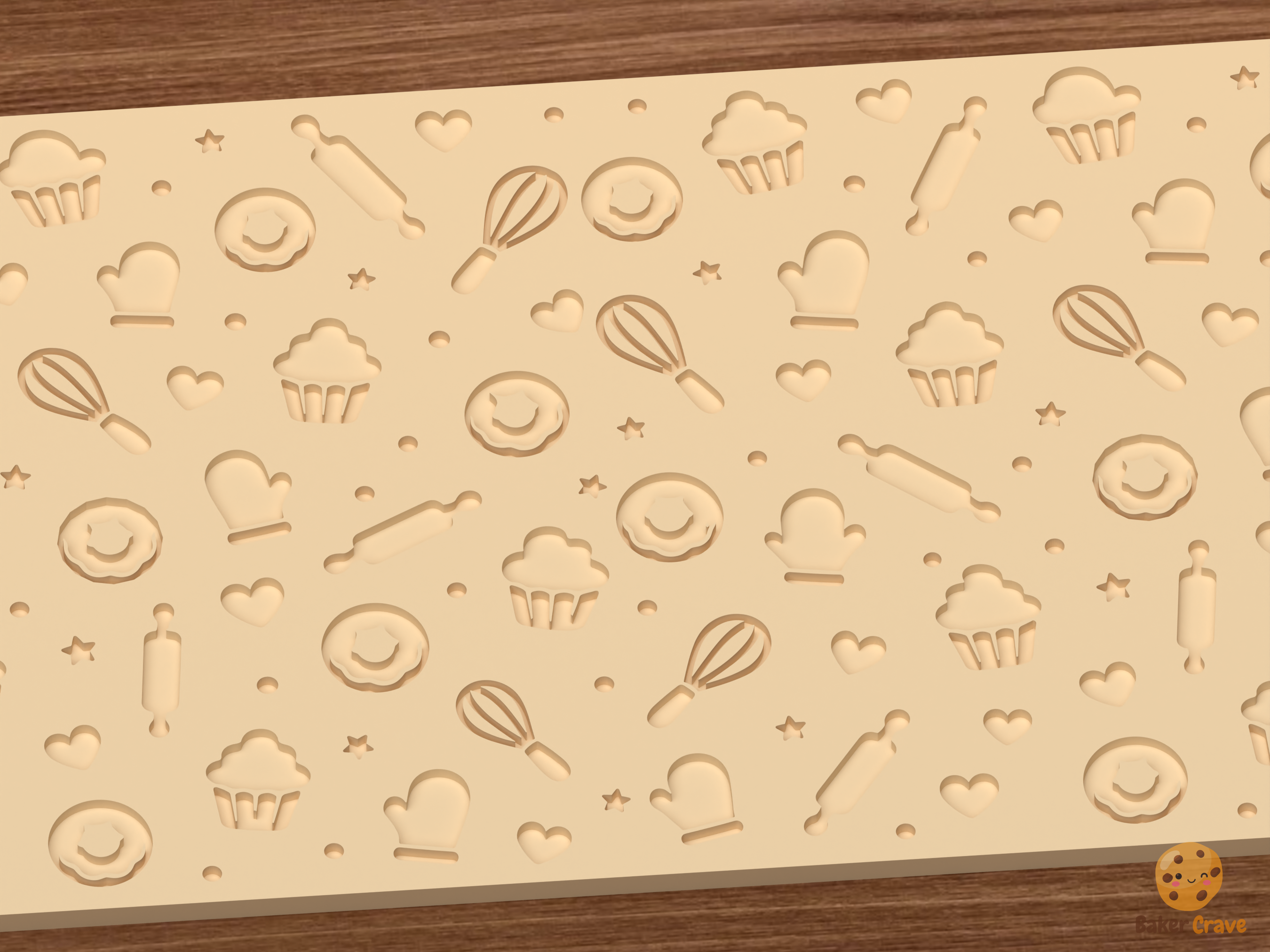 Bakery Tools Textured Roller STL File - 02 close detail deboss