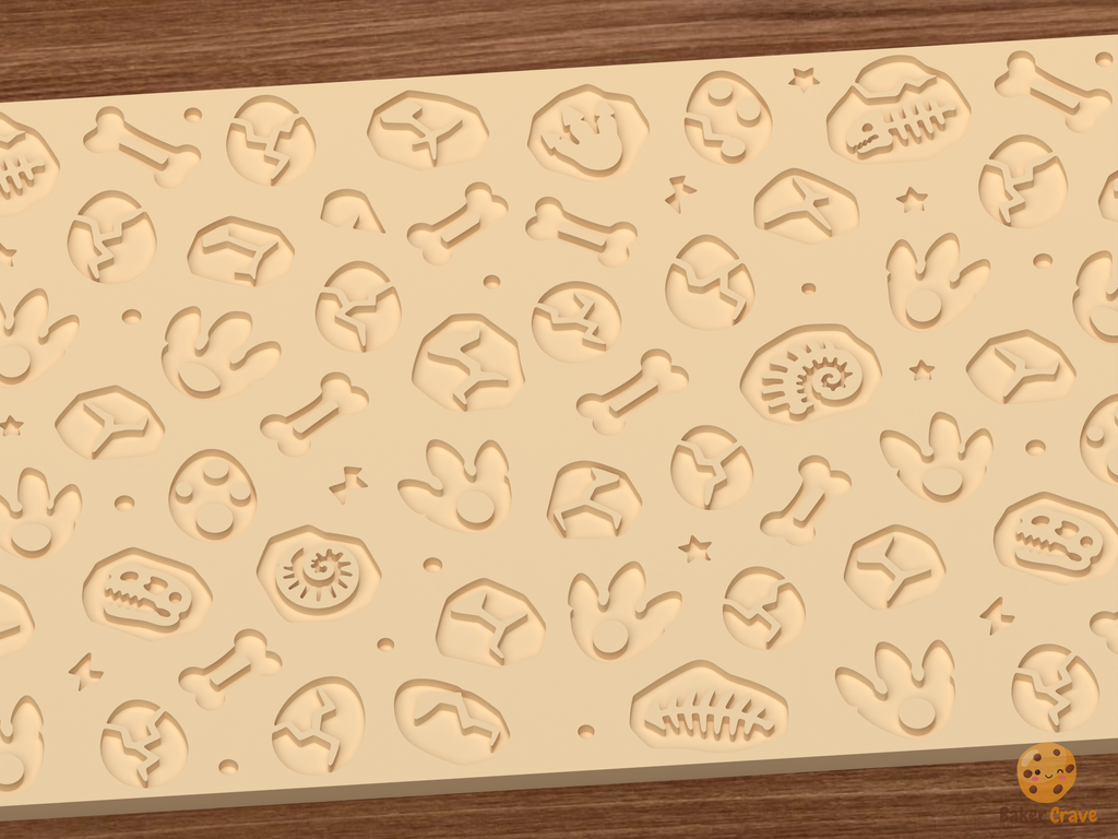 Dinosaur Fossil Textured Roller STL File - 02 close detail deboss