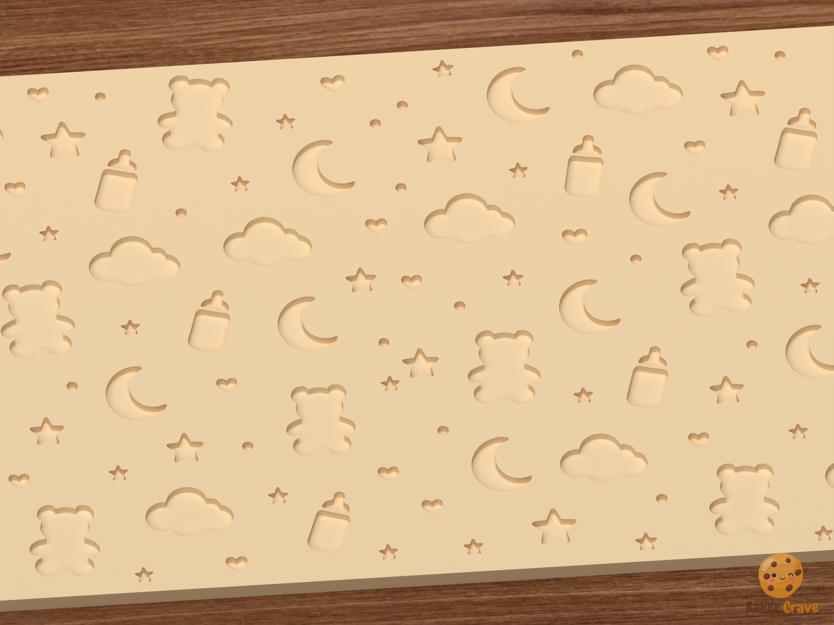 Baby Nursery Night Sky Textured Roller STL File - 02 close detail deboss