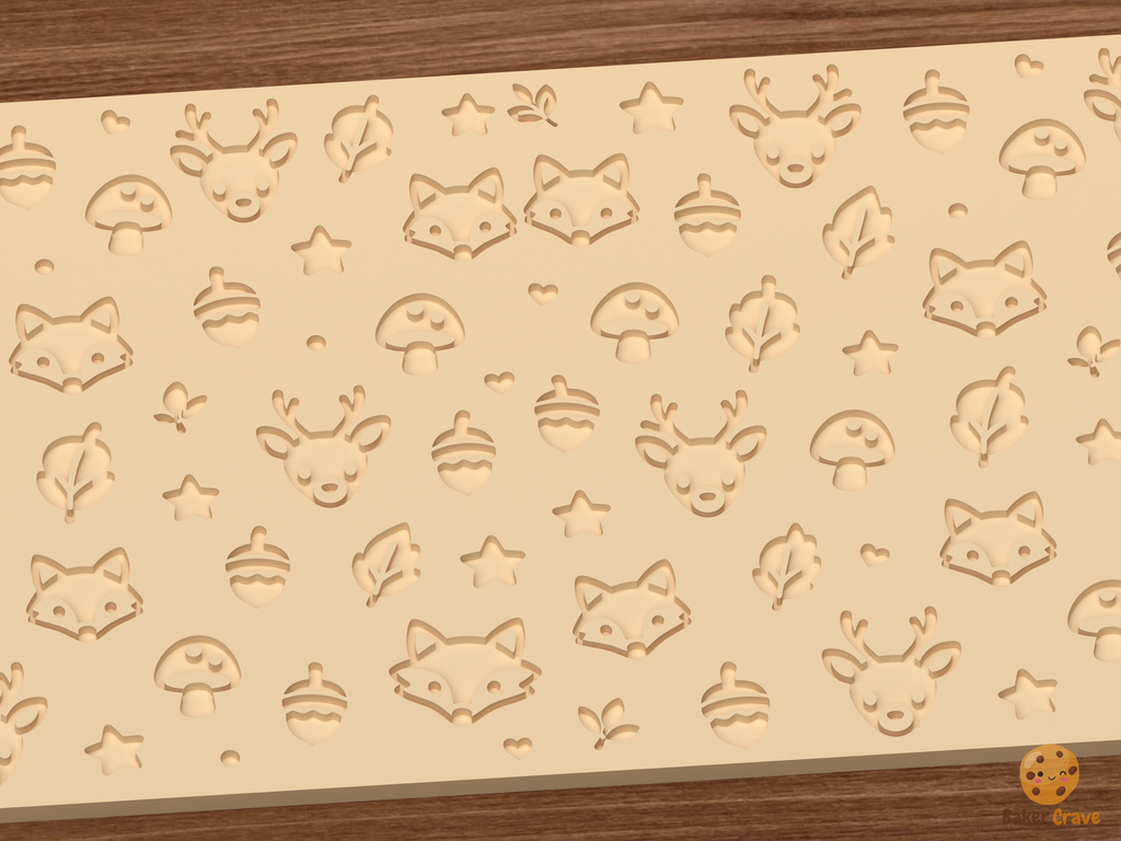 Woodland Forest Animals Textured Roller STL File - 02 close detail deboss