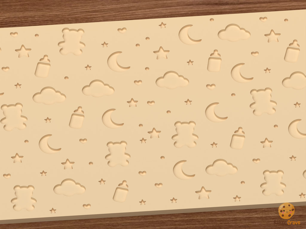 Baby Nursery Night Sky Textured Roller STL File - 02 close detail deboss