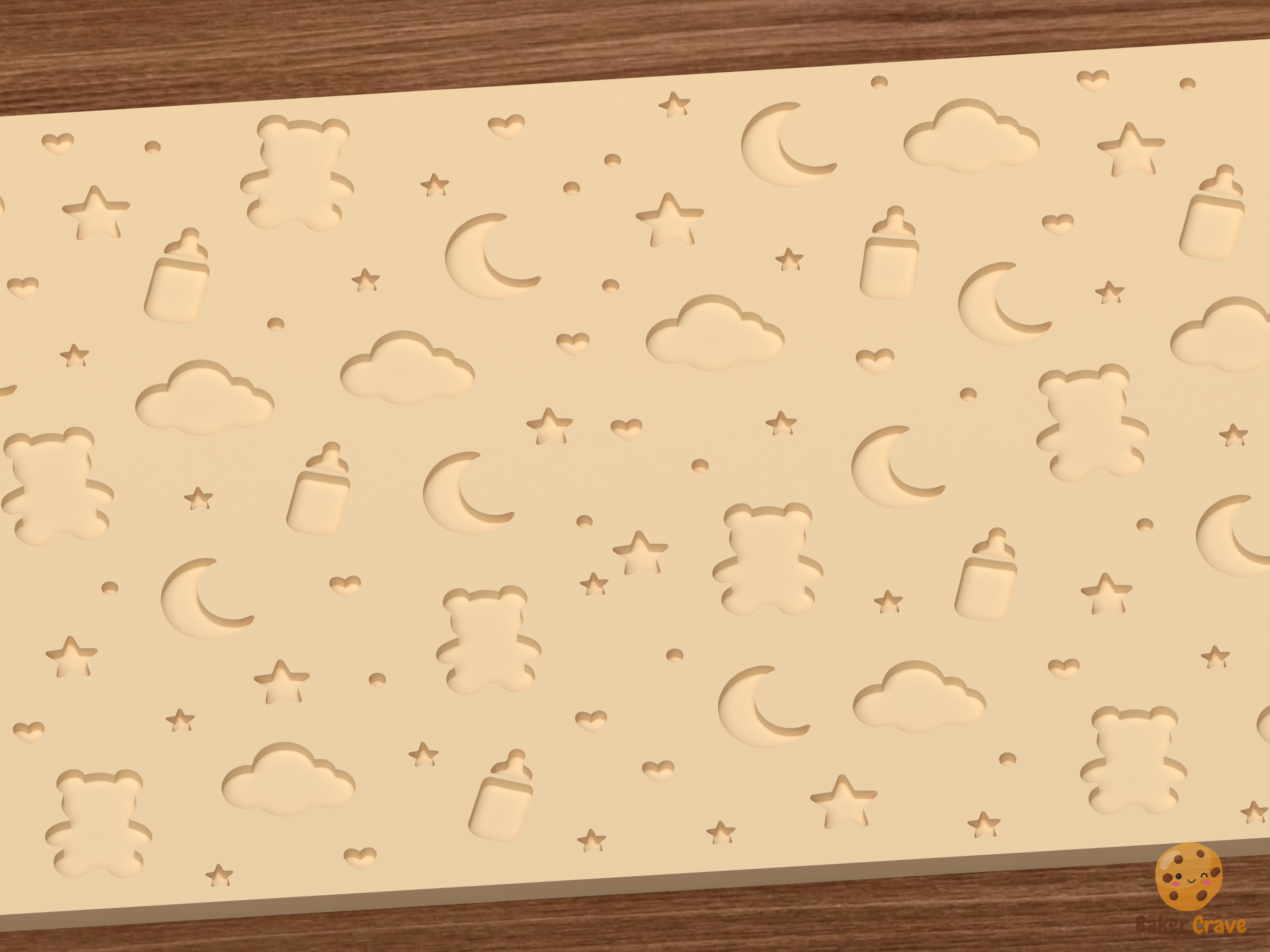 Baby Nursery Night Sky Textured Roller STL File - 02 close detail deboss
