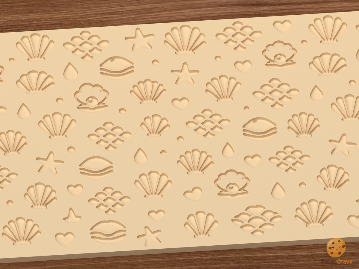 Coastal Seashell Textured Roller - 02 close detail deboss