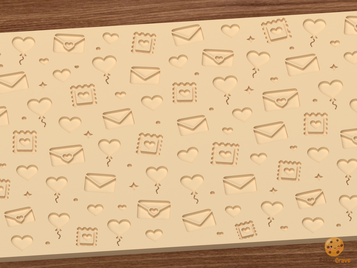 Valentine Love Letters Textured Roller STL File - 02 close detail deboss