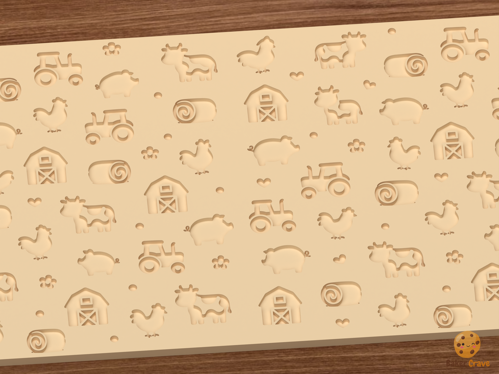 Barnyard Farm Textured Roller STL File - 02 close detail deboss