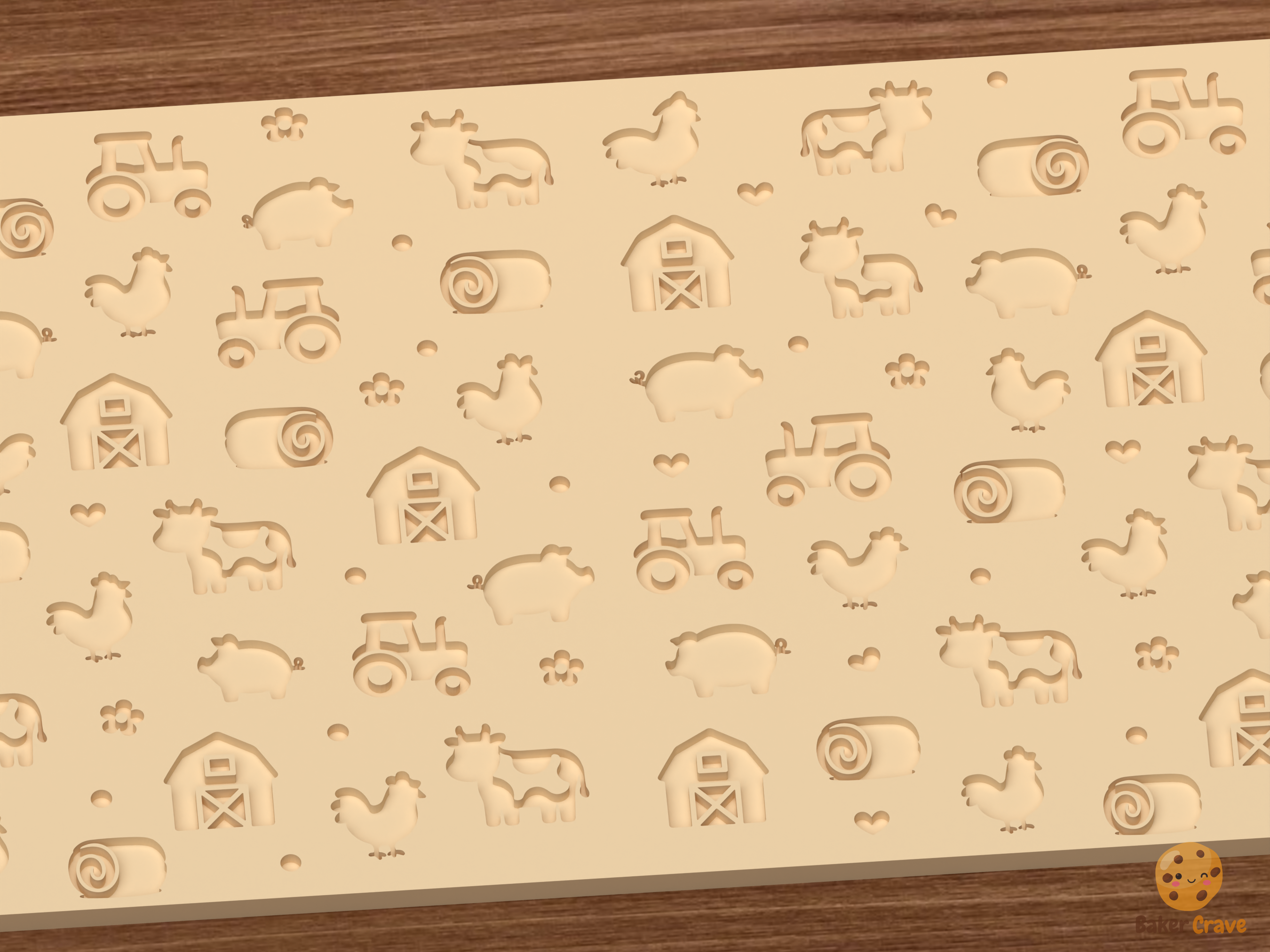 Barnyard Farm Textured Roller STL File - 02 close detail deboss
