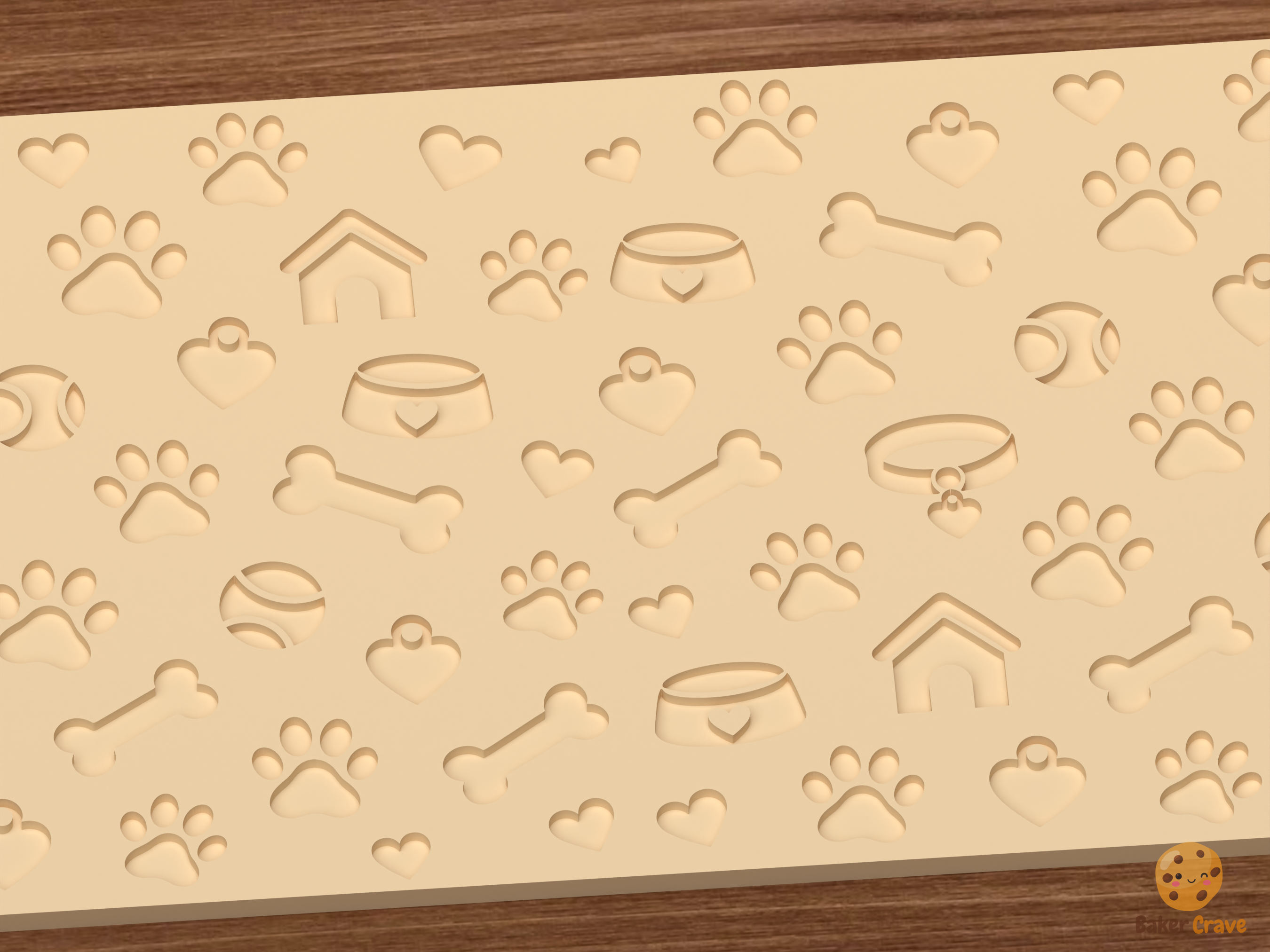 Dog Pet Textured Roller STL File - 02 close detail deboss