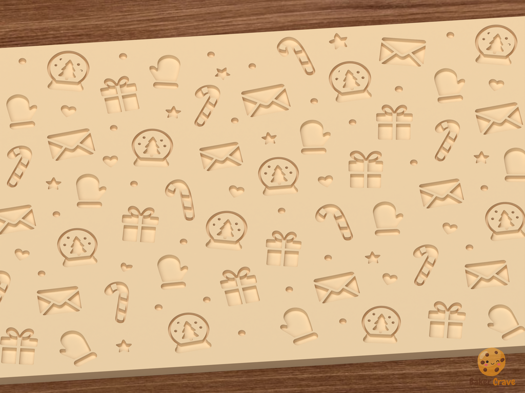 Christmas Holiday Icons Textured Roller STL File - 02 close detail deboss