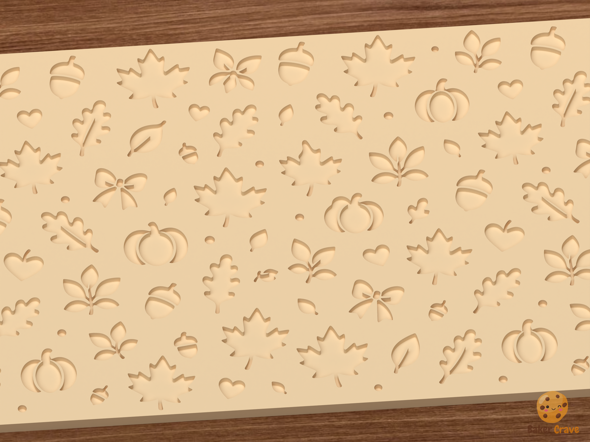 Autumn Harvest Textured Roller STL File - 02 close detail deboss