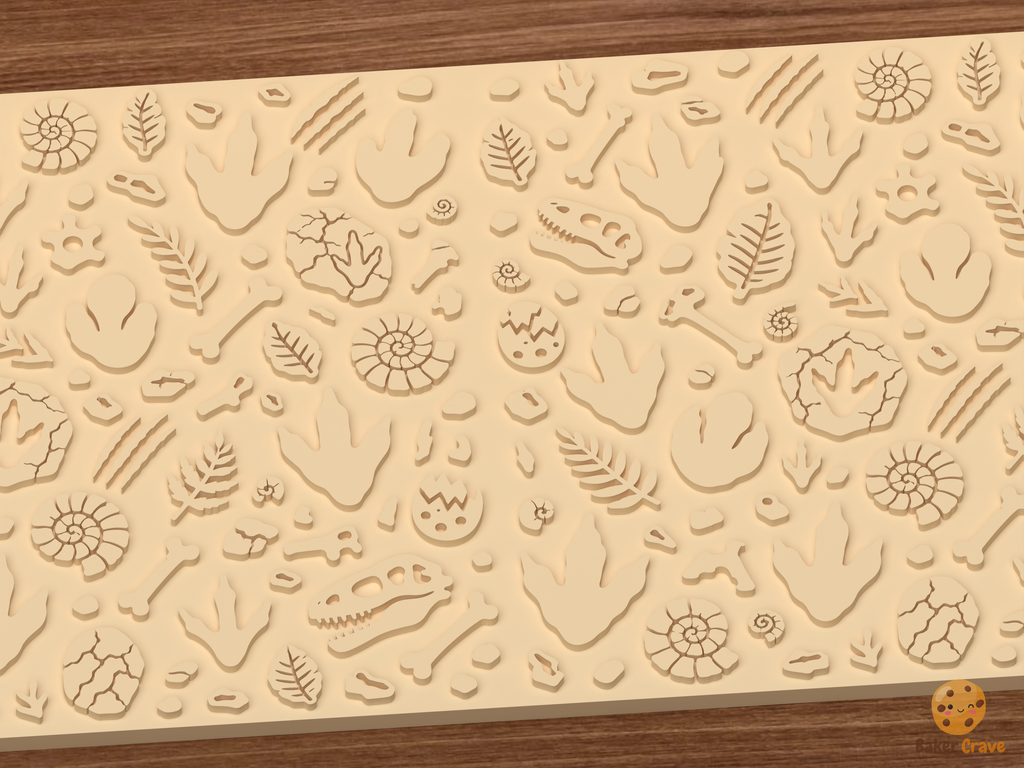 Dinosaur Fossil Tracks Textured Roller STL File - 02 close detail emboss