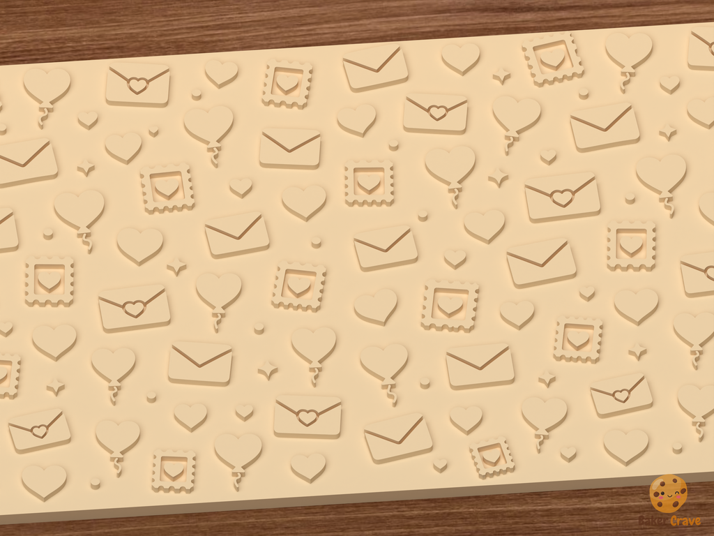 Valentine Love Letters Textured Roller STL File - 02 close detail emboss
