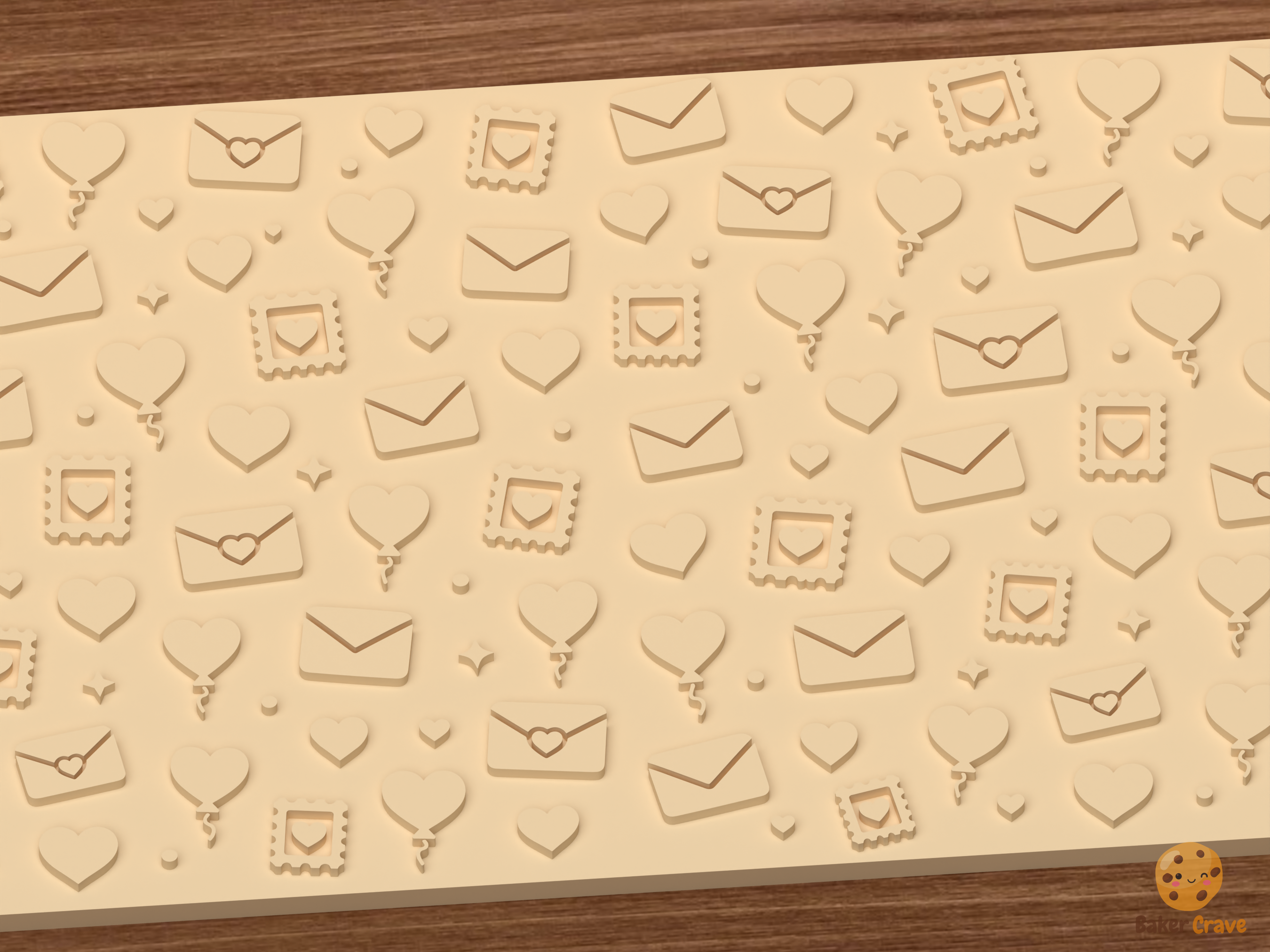 Valentine Love Letters Textured Roller STL File - 02 close detail emboss