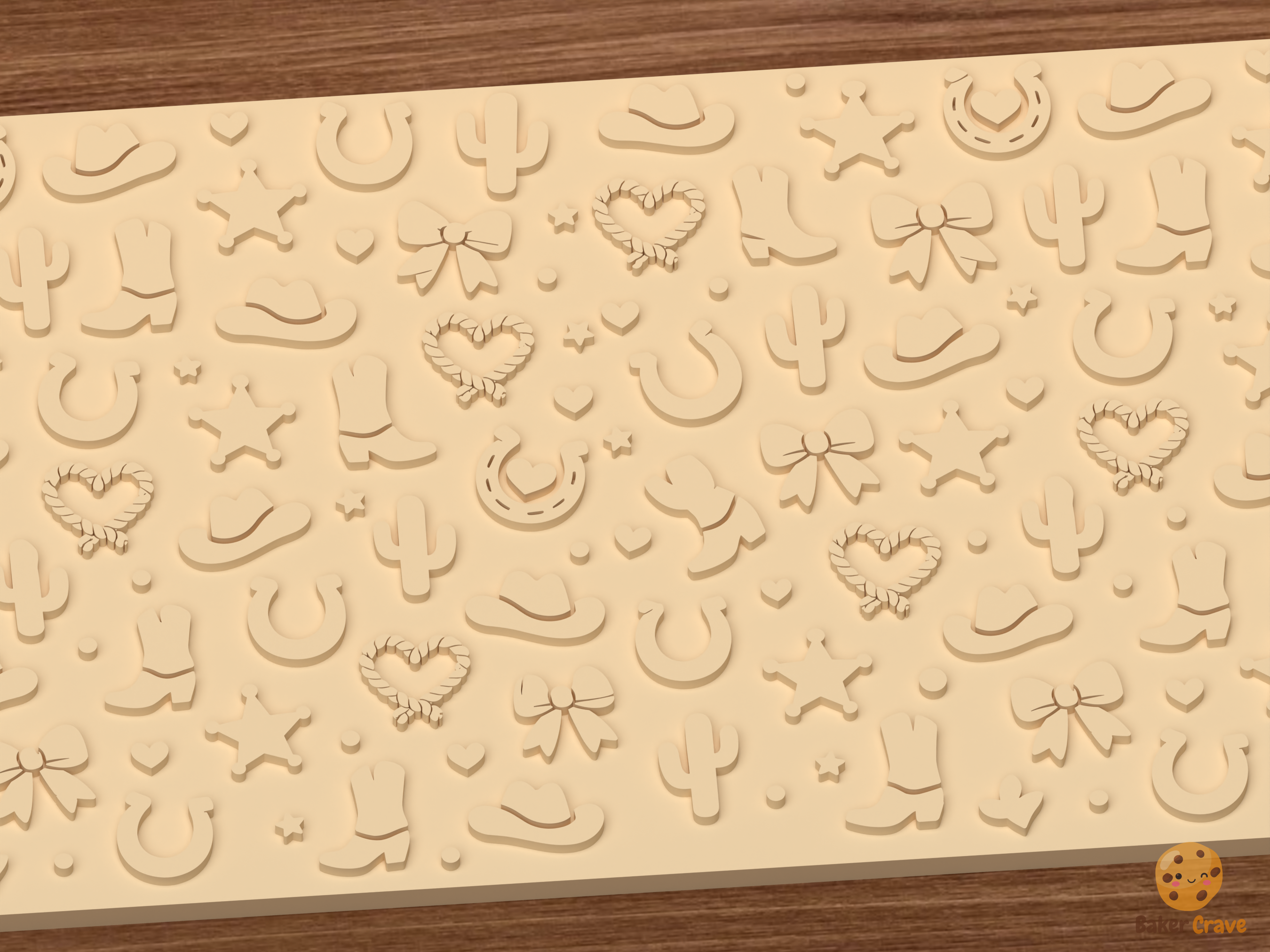 Western Cowboy Textured Roller STL File - 02 close detail emboss