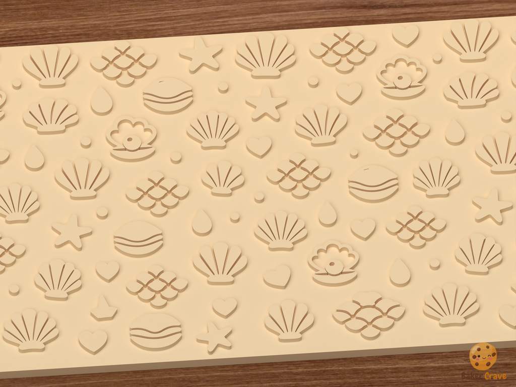 Coastal Seashell Textured Roller STL File - 02 close detail emboss