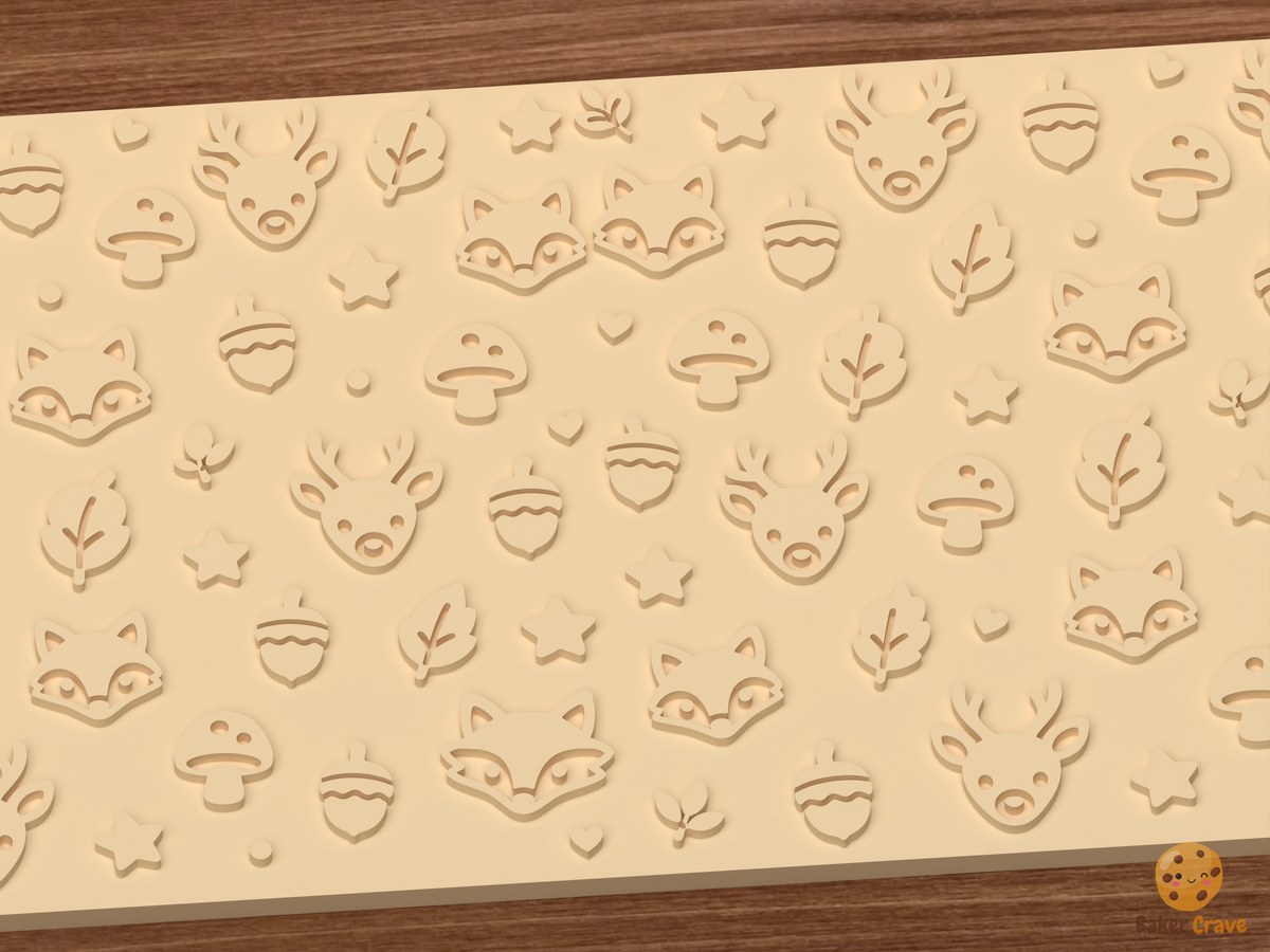 Woodland Forest Animals Textured Roller - 02 close detail emboss