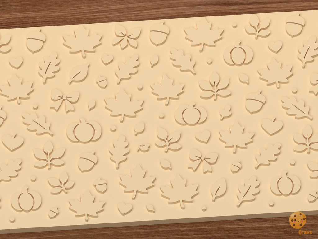 Autumn Harvest Textured Roller STL File - 02 close detail emboss