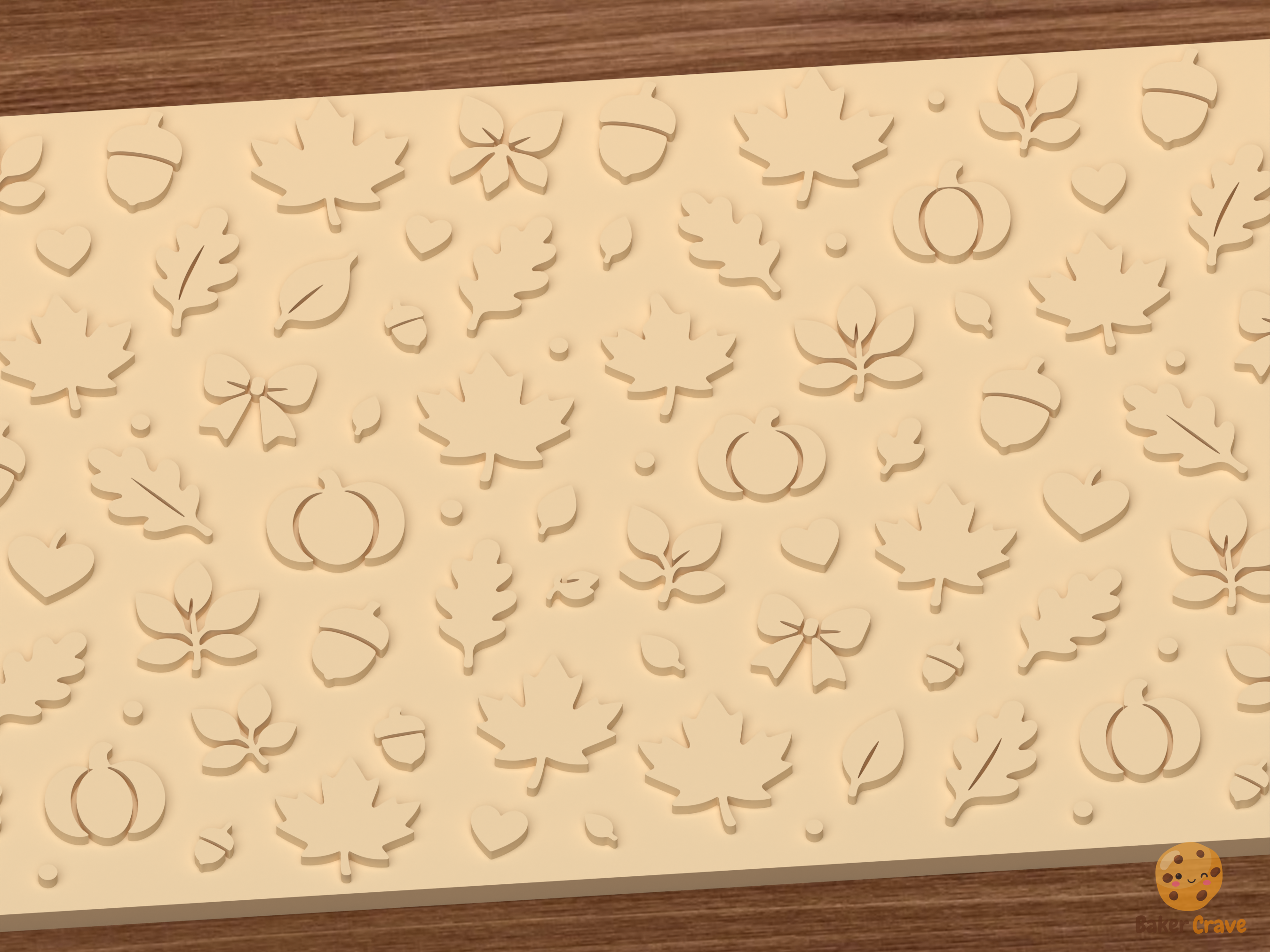 Autumn Harvest Textured Roller STL File - 02 close detail emboss