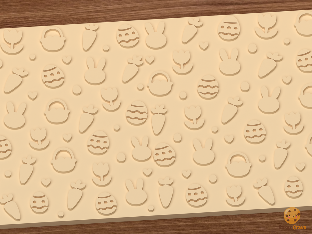 Easter Bunny Garden Textured Roller STL File - 02 close detail emboss