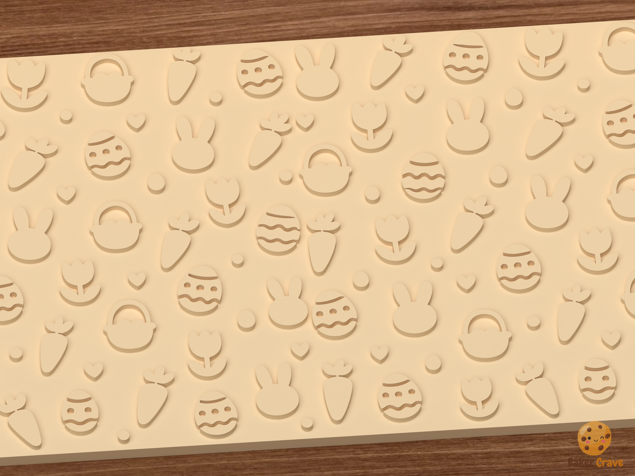 Easter Bunny Garden Textured Roller STL File - 02 close detail emboss