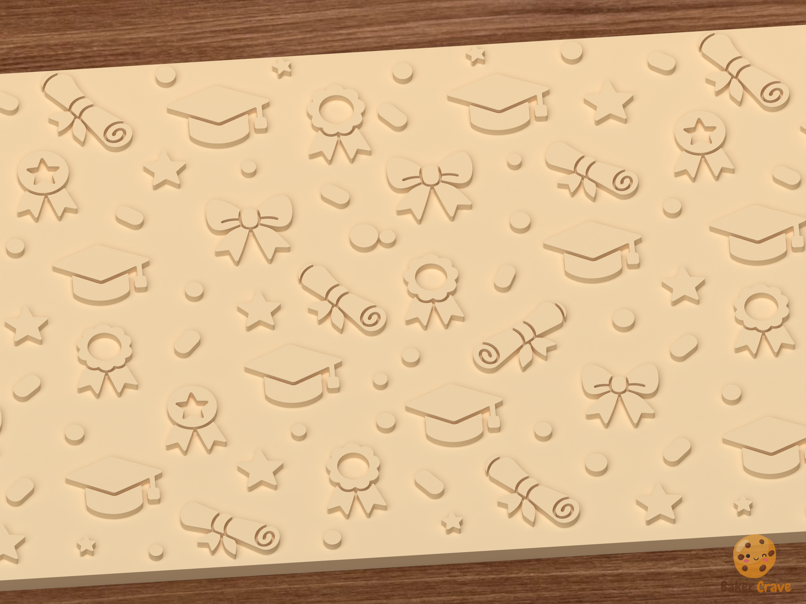Graduation Celebration Textured Roller STL File - 02 close detail emboss