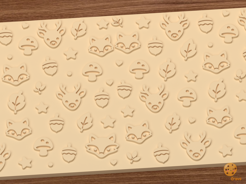 Woodland Forest Animals Textured Roller STL File - 02 close detail emboss