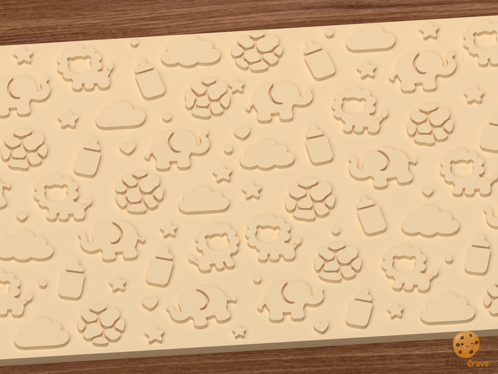 Safari Baby Shower Textured Roller STL File - 02 close detail emboss