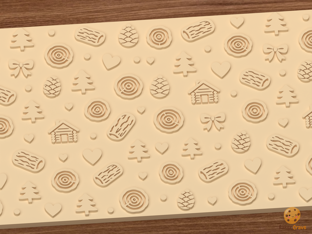 Rustic Woodland Cabin Textured Roller STL File - 02 close detail emboss