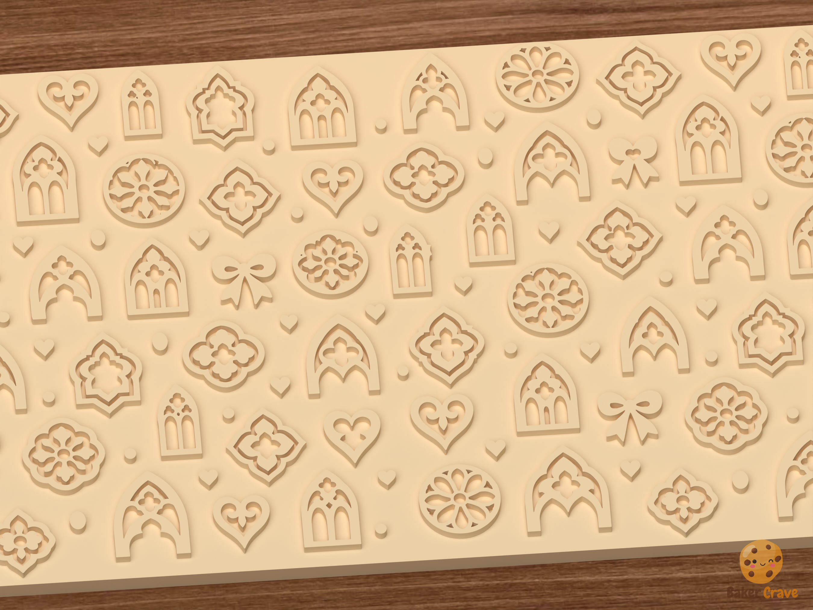 Gothic Cathedral Romance Textured Roller STL File - 02 close detail emboss