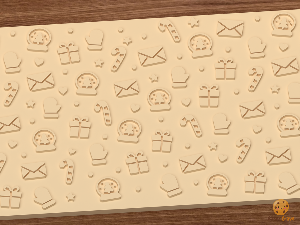 Christmas Holiday Icons Textured Roller STL File - 02 close detail emboss