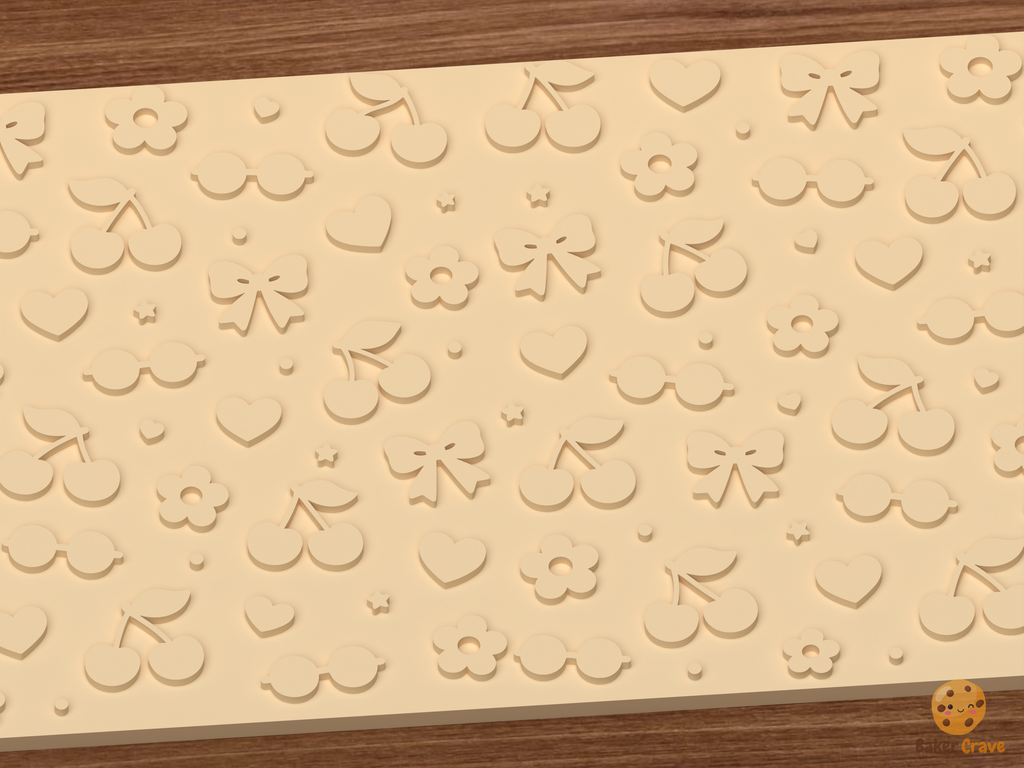Cute Cherry Bow Textured Roller STL File - 02 close detail emboss