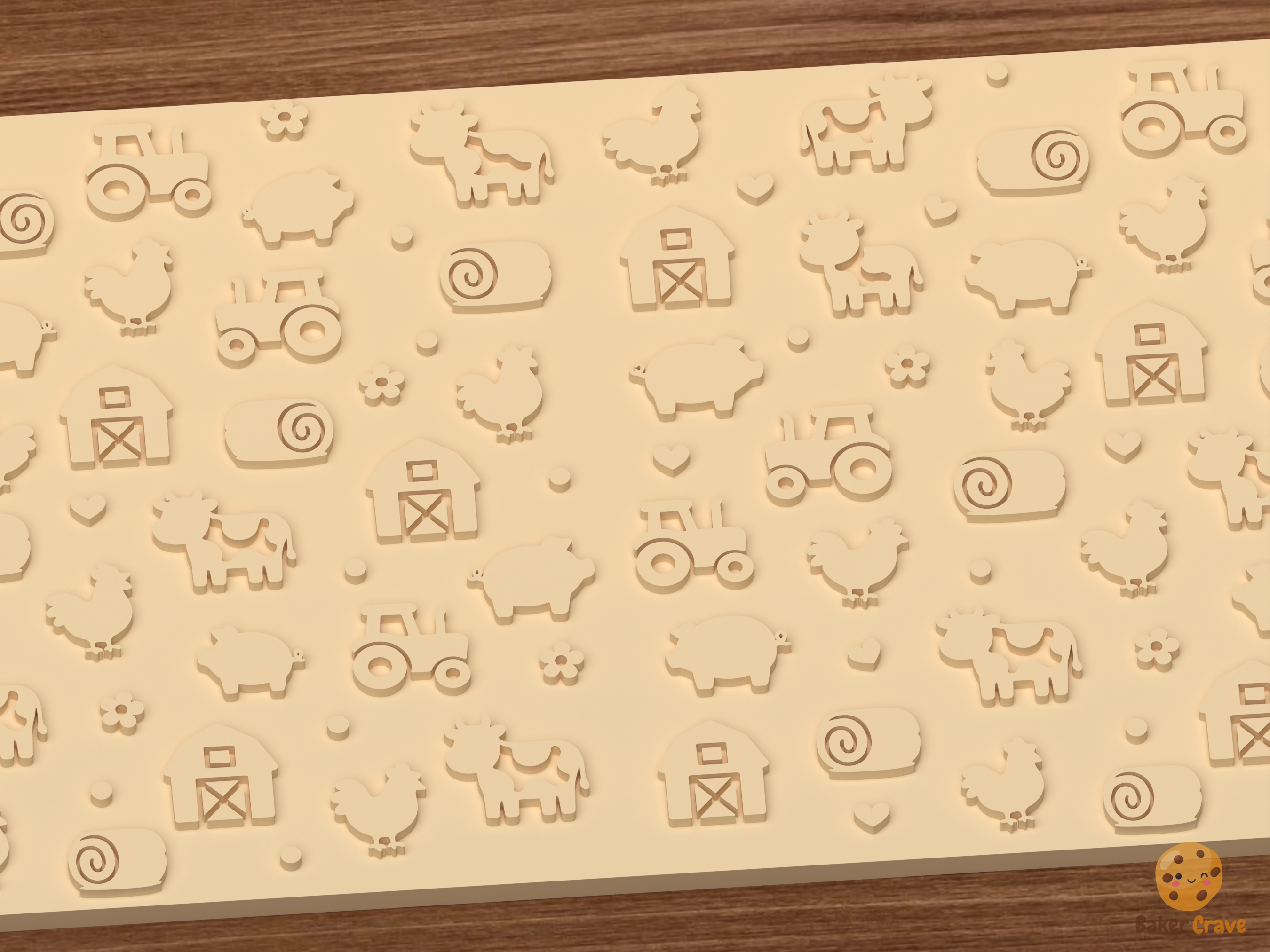 Barnyard Farm Textured Roller STL File - 02 close detail emboss